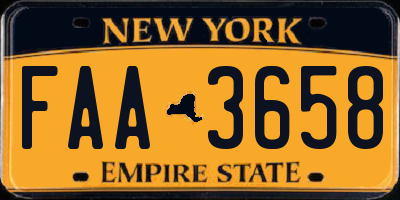NY license plate FAA3658