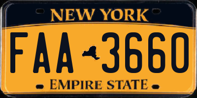 NY license plate FAA3660