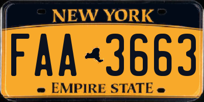 NY license plate FAA3663