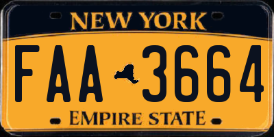 NY license plate FAA3664