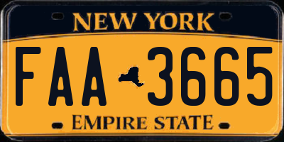 NY license plate FAA3665