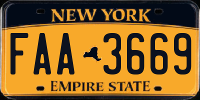 NY license plate FAA3669