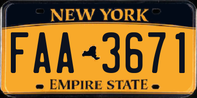 NY license plate FAA3671