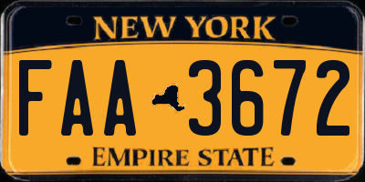 NY license plate FAA3672