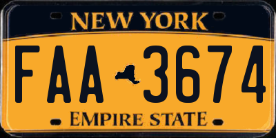 NY license plate FAA3674