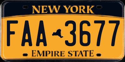 NY license plate FAA3677