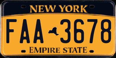 NY license plate FAA3678