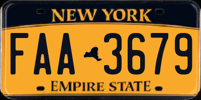 NY license plate FAA3679