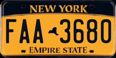 NY license plate FAA3680