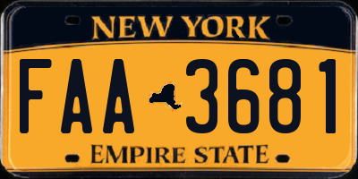 NY license plate FAA3681