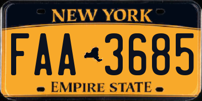 NY license plate FAA3685