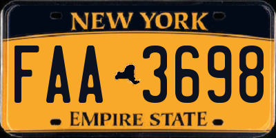 NY license plate FAA3698