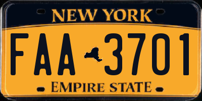 NY license plate FAA3701