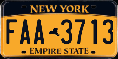NY license plate FAA3713