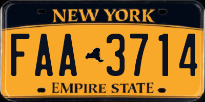 NY license plate FAA3714