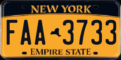 NY license plate FAA3733