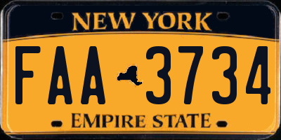 NY license plate FAA3734