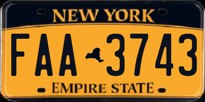 NY license plate FAA3743