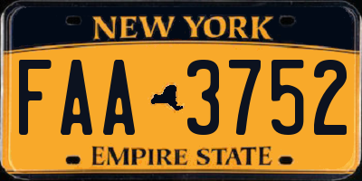 NY license plate FAA3752