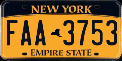 NY license plate FAA3753