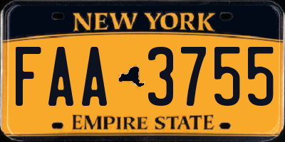 NY license plate FAA3755