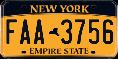 NY license plate FAA3756