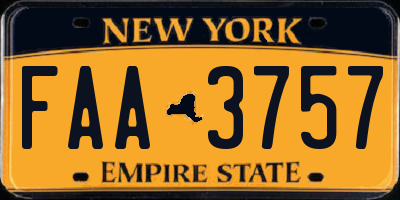 NY license plate FAA3757