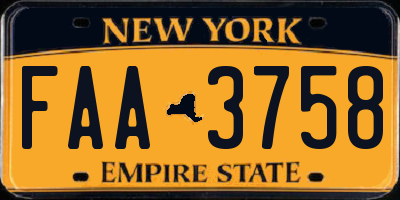 NY license plate FAA3758