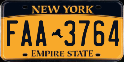 NY license plate FAA3764