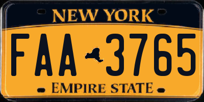 NY license plate FAA3765