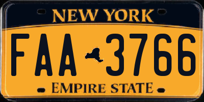 NY license plate FAA3766