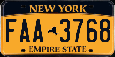 NY license plate FAA3768