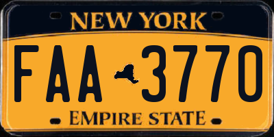 NY license plate FAA3770