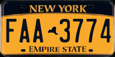 NY license plate FAA3774