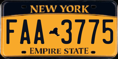 NY license plate FAA3775