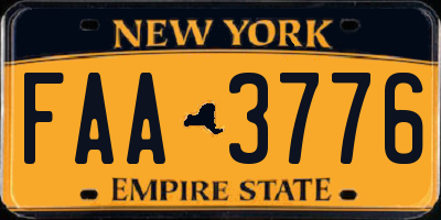 NY license plate FAA3776