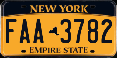 NY license plate FAA3782