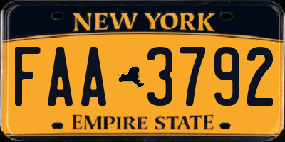 NY license plate FAA3792