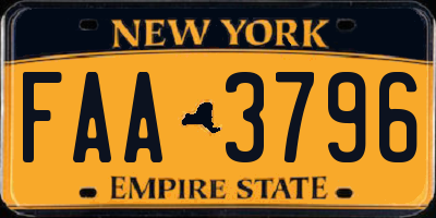 NY license plate FAA3796