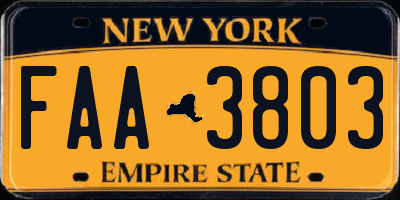 NY license plate FAA3803