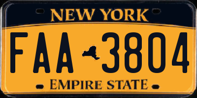 NY license plate FAA3804