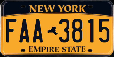 NY license plate FAA3815