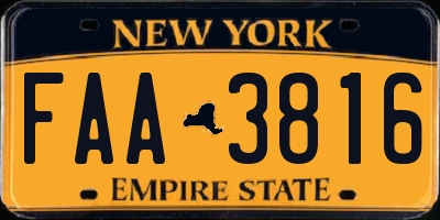 NY license plate FAA3816