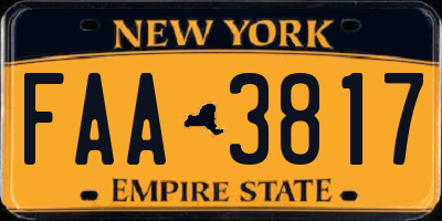 NY license plate FAA3817