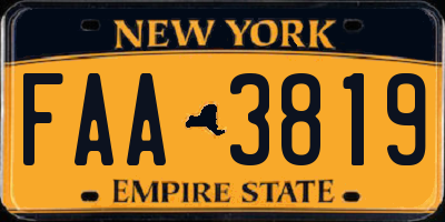 NY license plate FAA3819