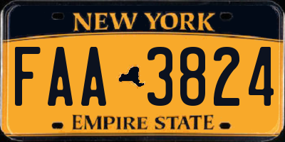 NY license plate FAA3824