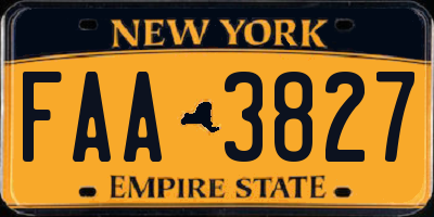 NY license plate FAA3827