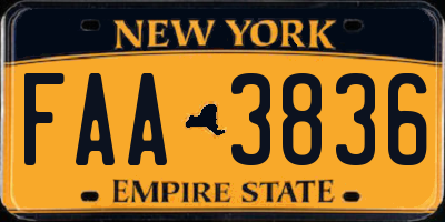 NY license plate FAA3836