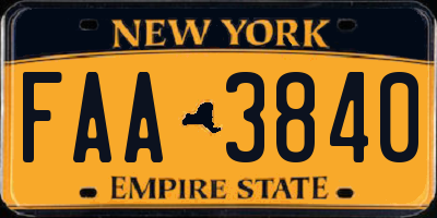 NY license plate FAA3840