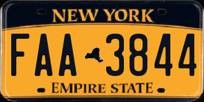 NY license plate FAA3844